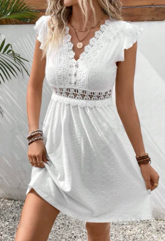 Image of Women's Flutter Sleeve A-Line Mini Dress