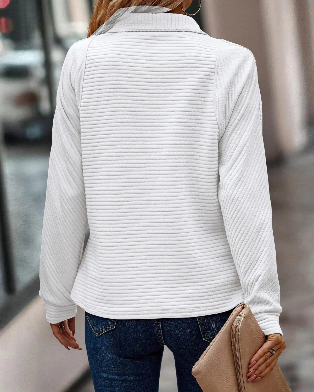 Image of Women's Half Zip Textured Sweater