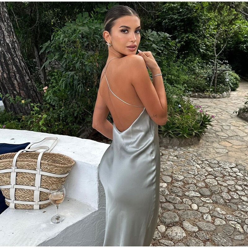 Image of Women's Halter Sleeveless Maxi Dress