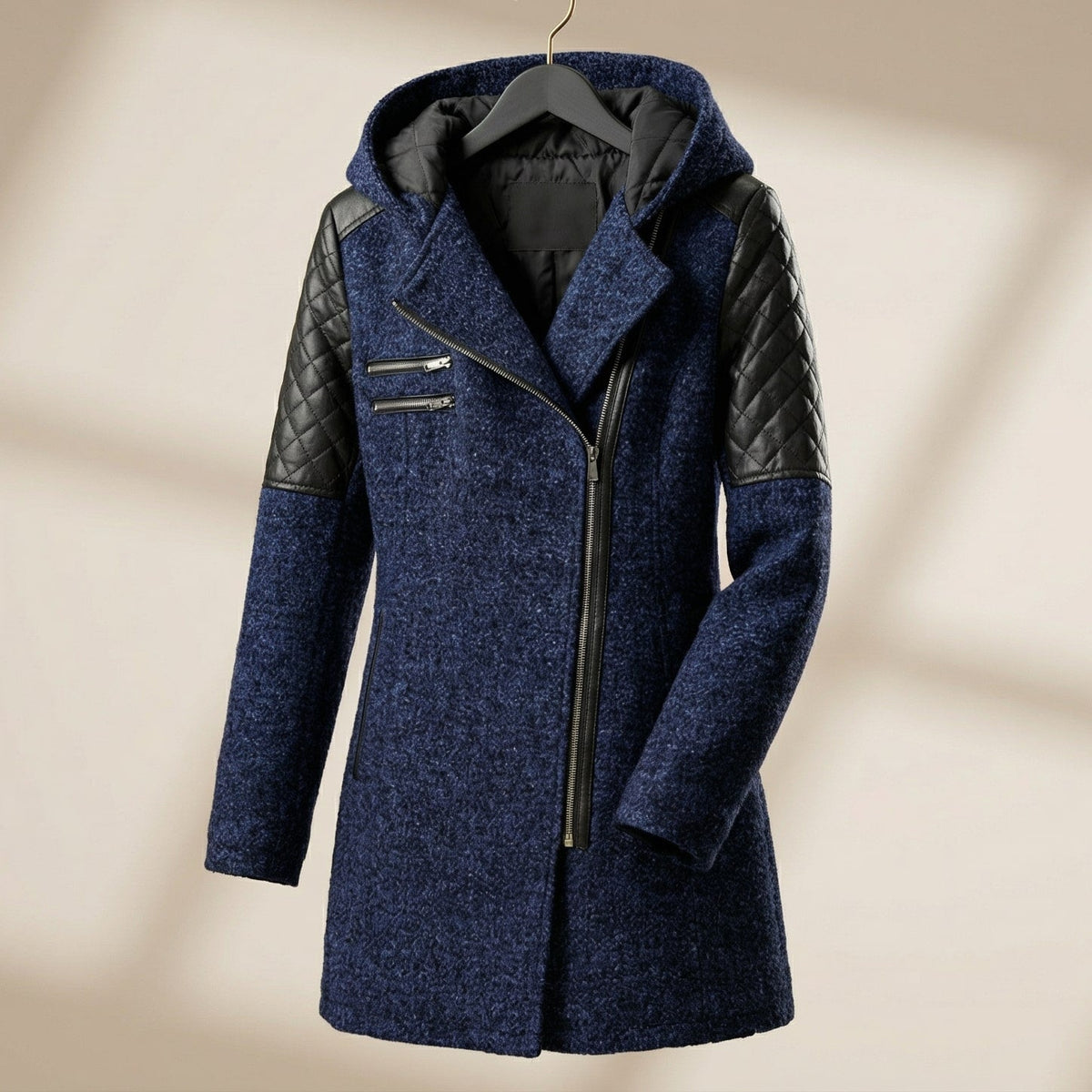 Image of Women's Hooded Asymmetrical Moto Jacket