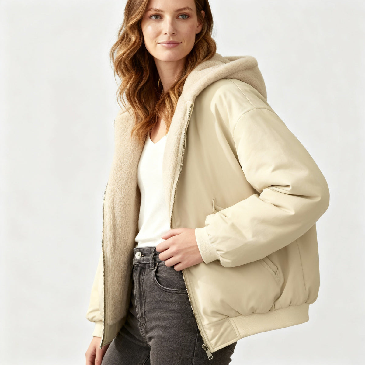 Image of Women's Hooded Bomber Jacket
