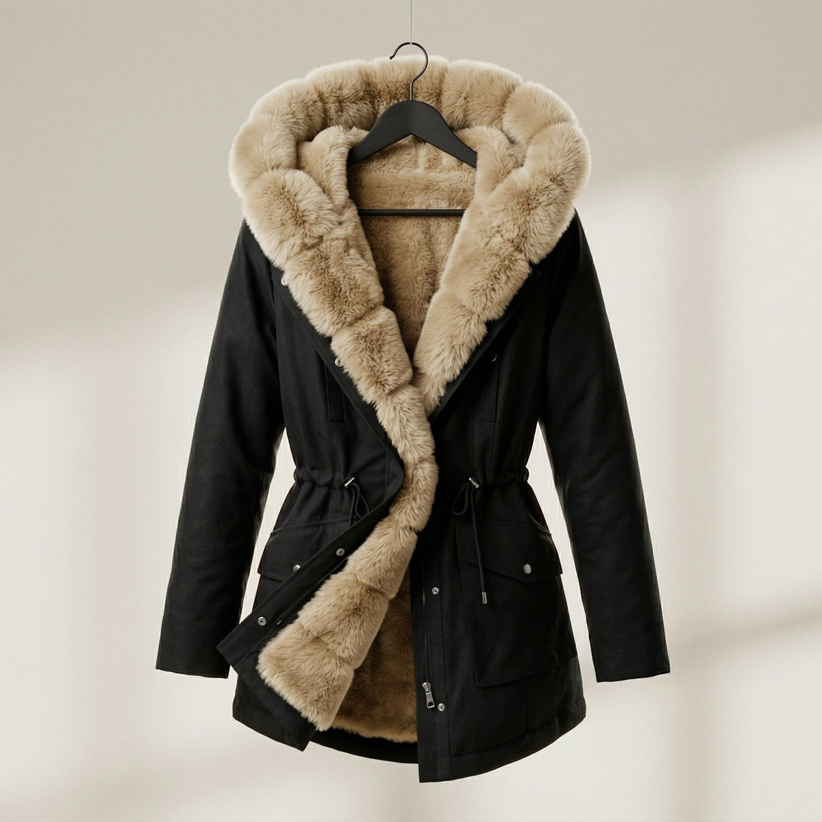 Image of Women's Hooded Fur Trimmed Jacket