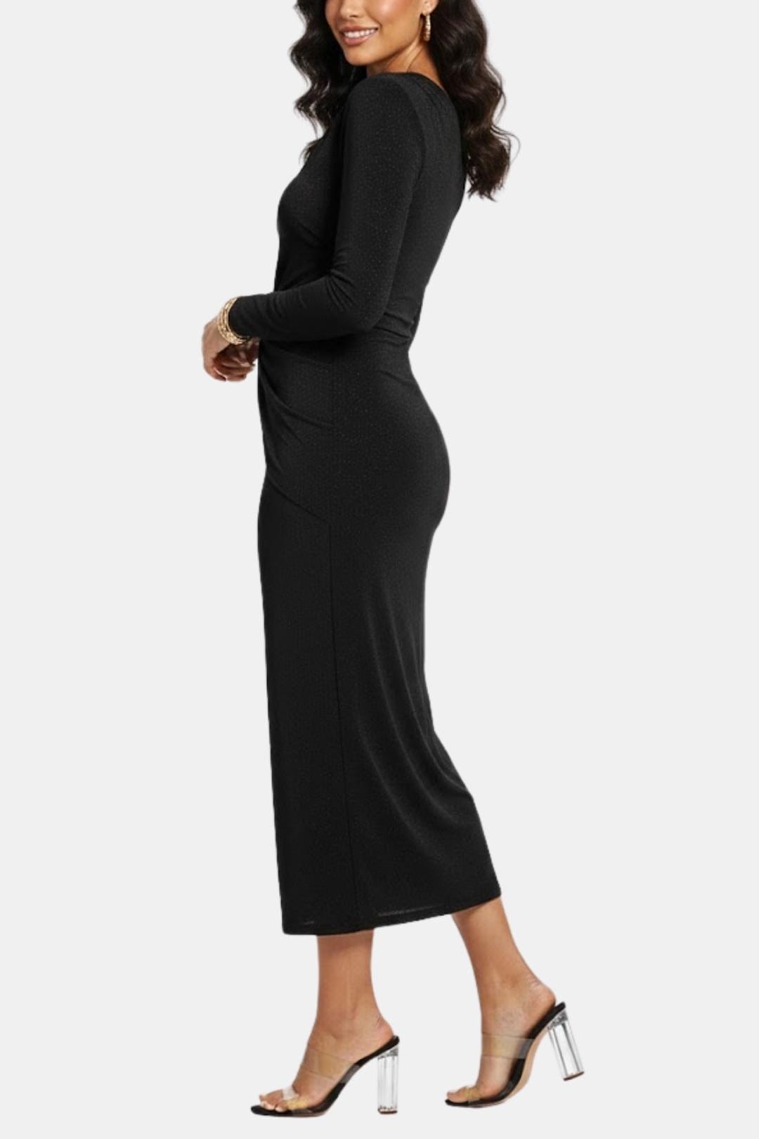 Image of Women's Knot Front One Shoulder Midi Dress
