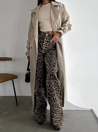 Women's Leopard Print Wide Leg Pants