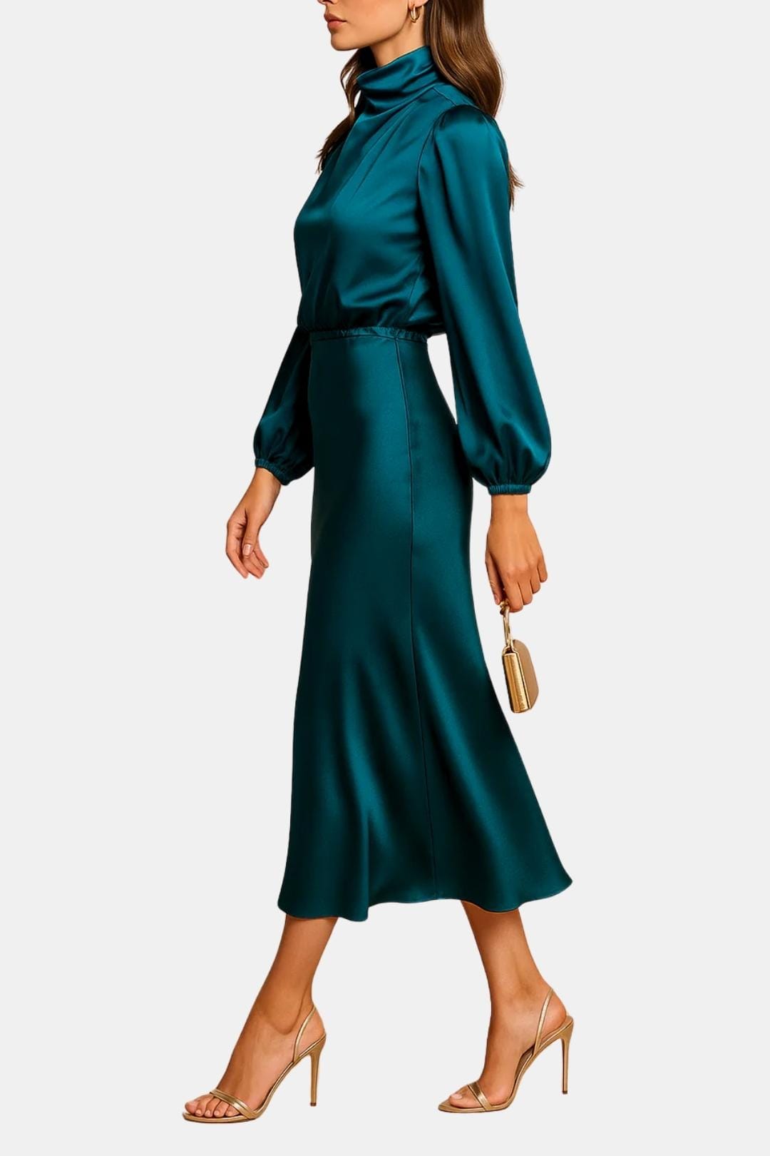 Image of Women's Long Sleeve A-Line Midi Dress