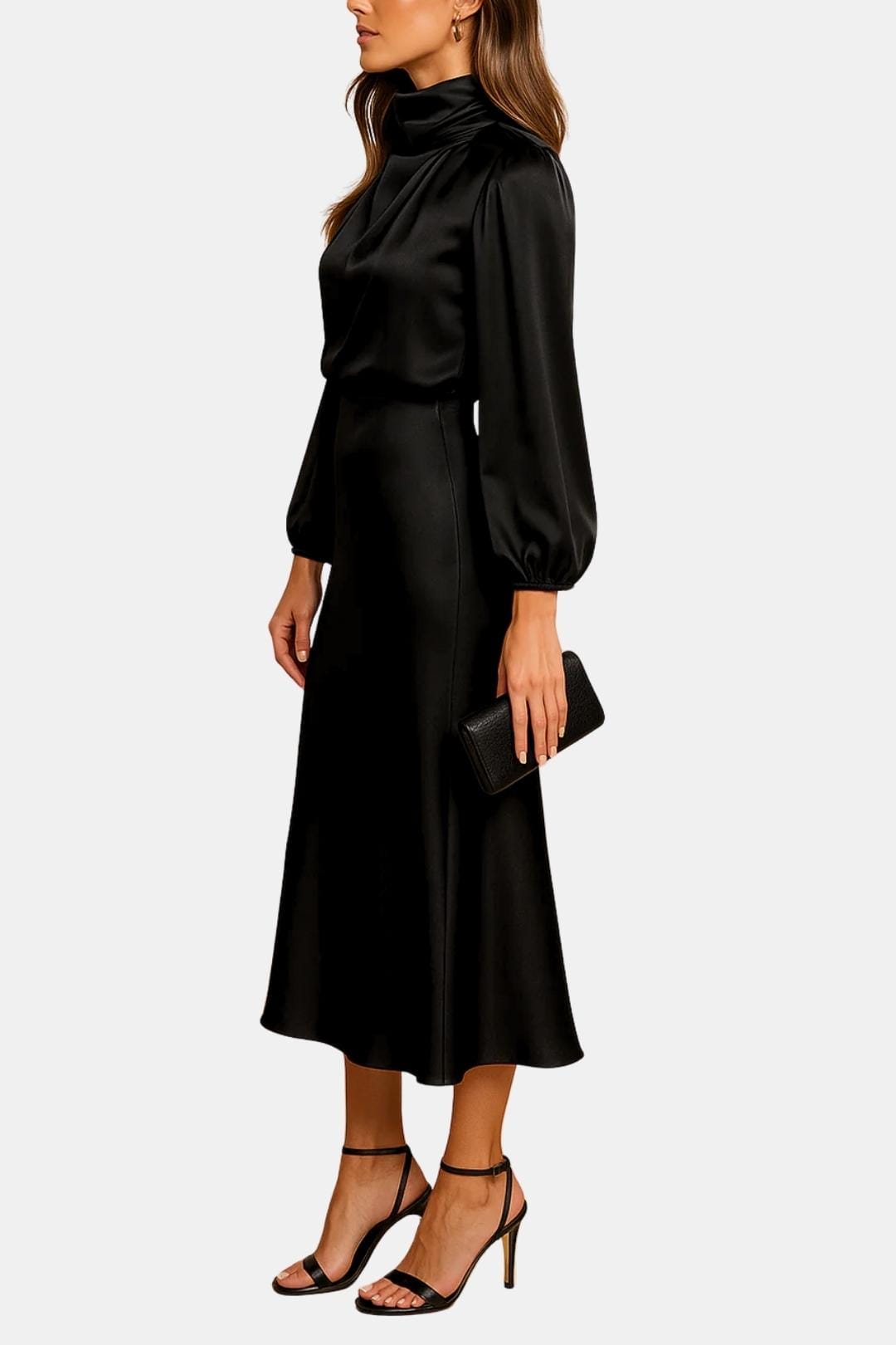Image of Women's Long Sleeve A-Line Midi Dress