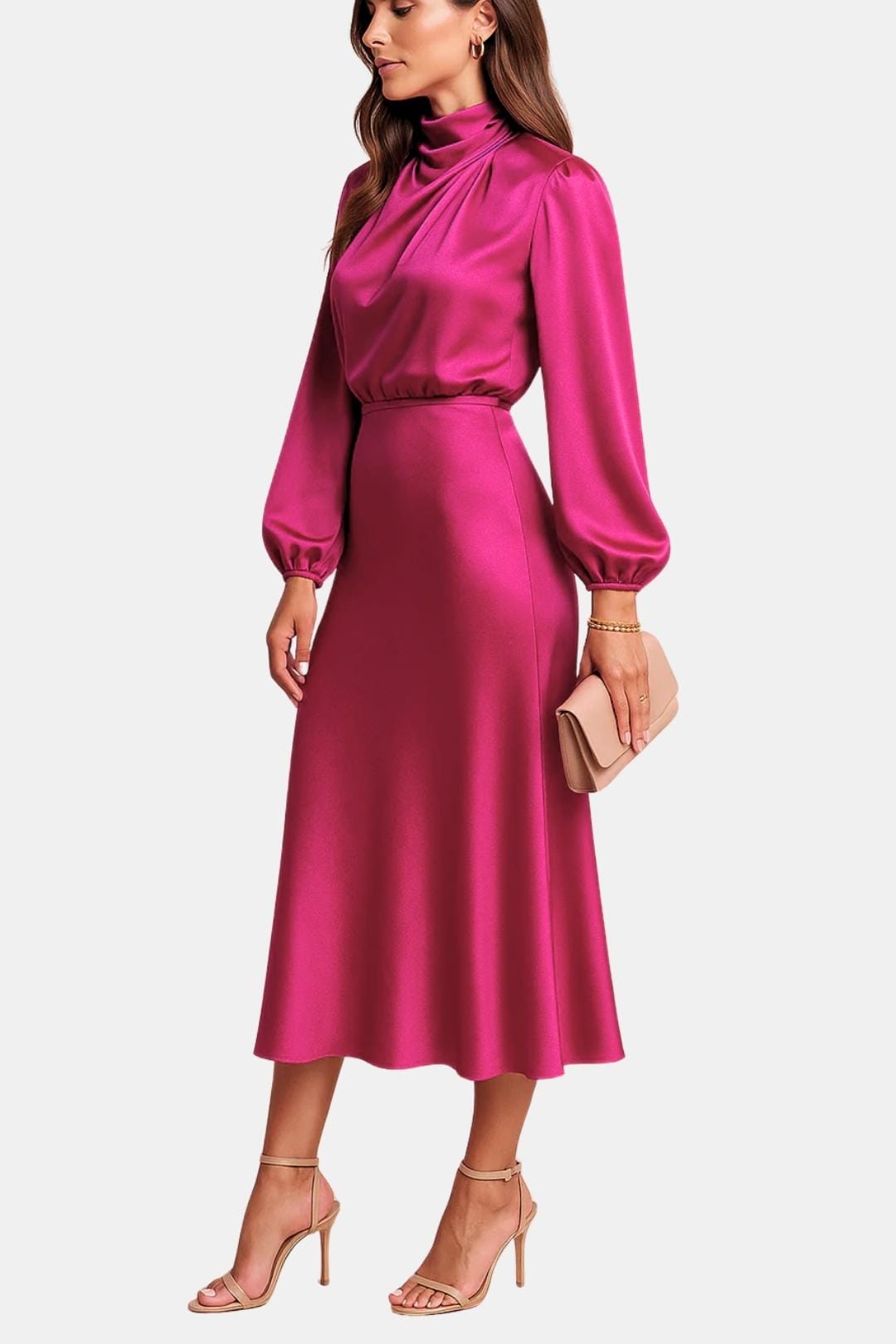 Image of Women's Long Sleeve A-Line Midi Dress