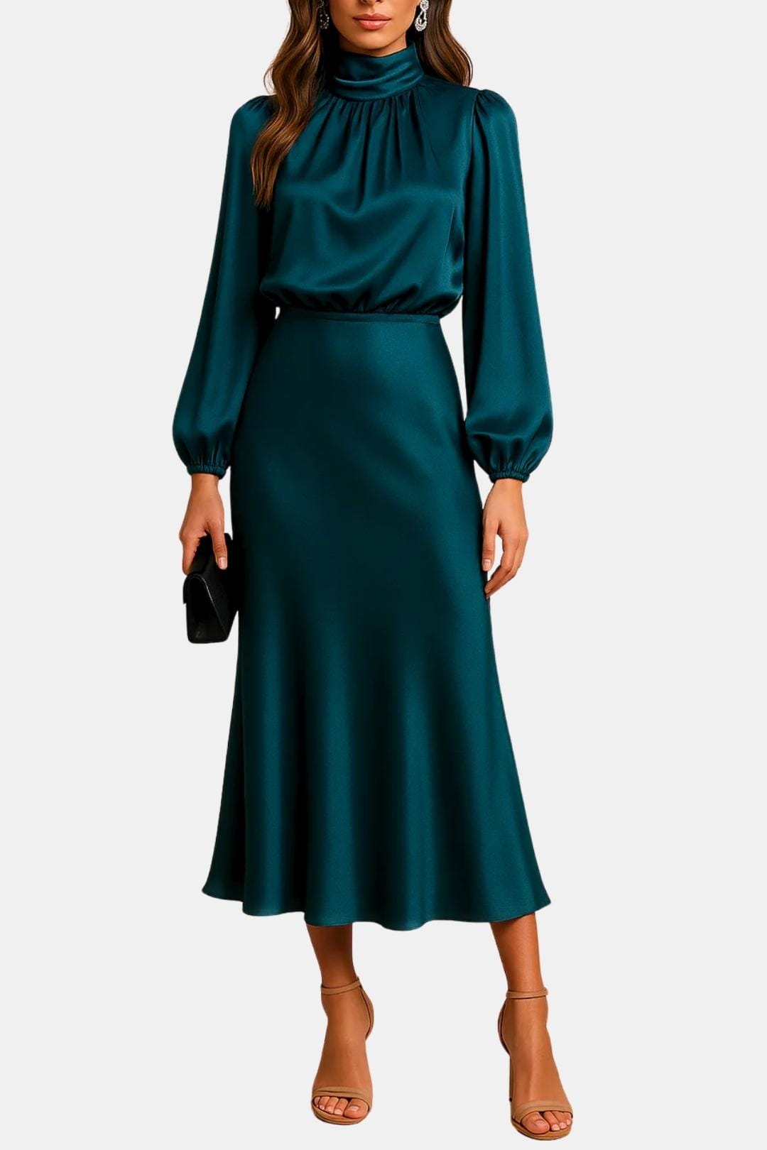 Image of Women's Long Sleeve A-Line Midi Dress