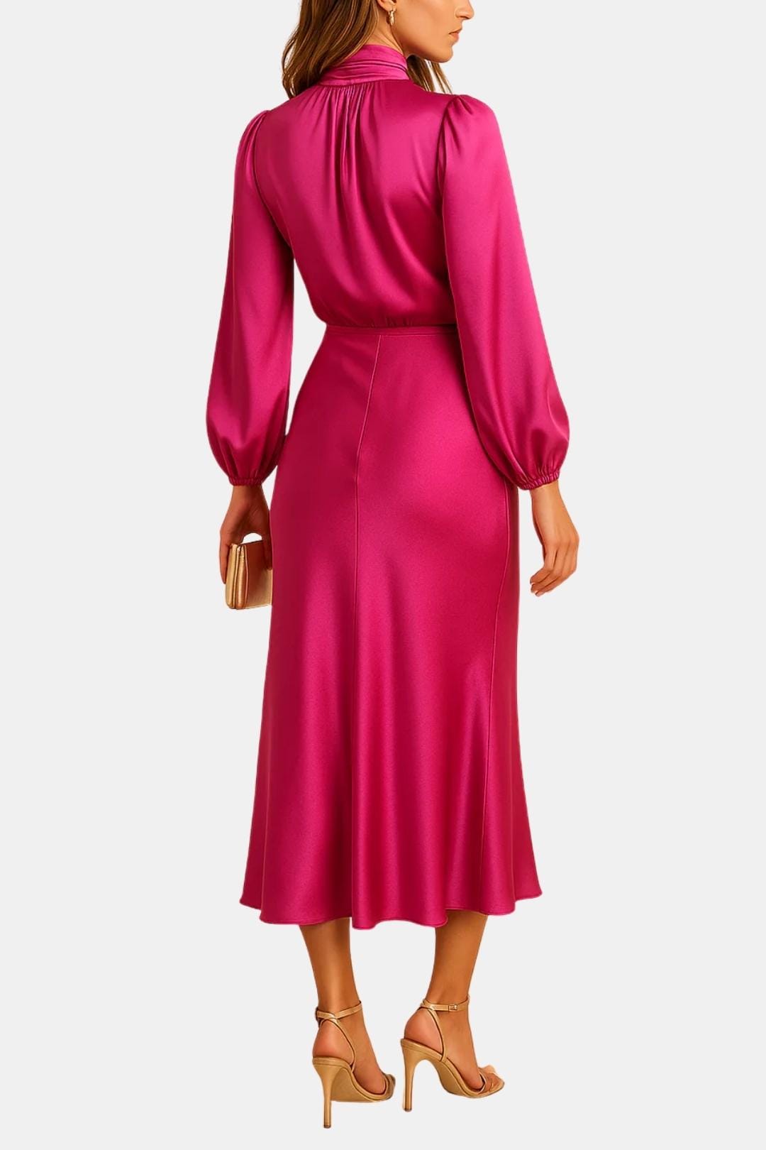 Image of Women's Long Sleeve A-Line Midi Dress