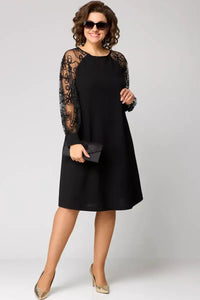 Elegant Lace Long Sleeve A Line Midi Dress