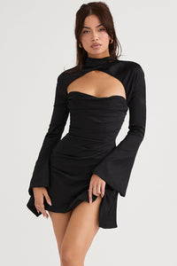 Cute Backless Long Sleeve Bodycon Mini Dress