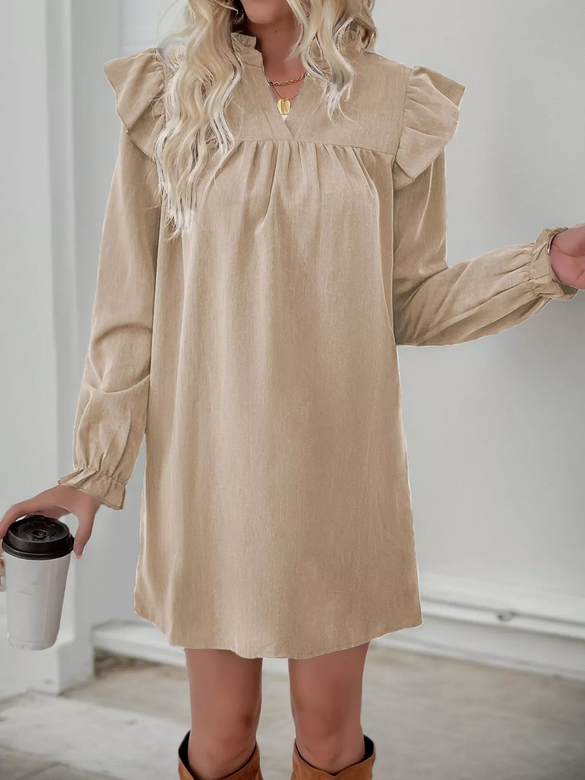 Image of Women's Long Sleeve A-Line Mini Dress