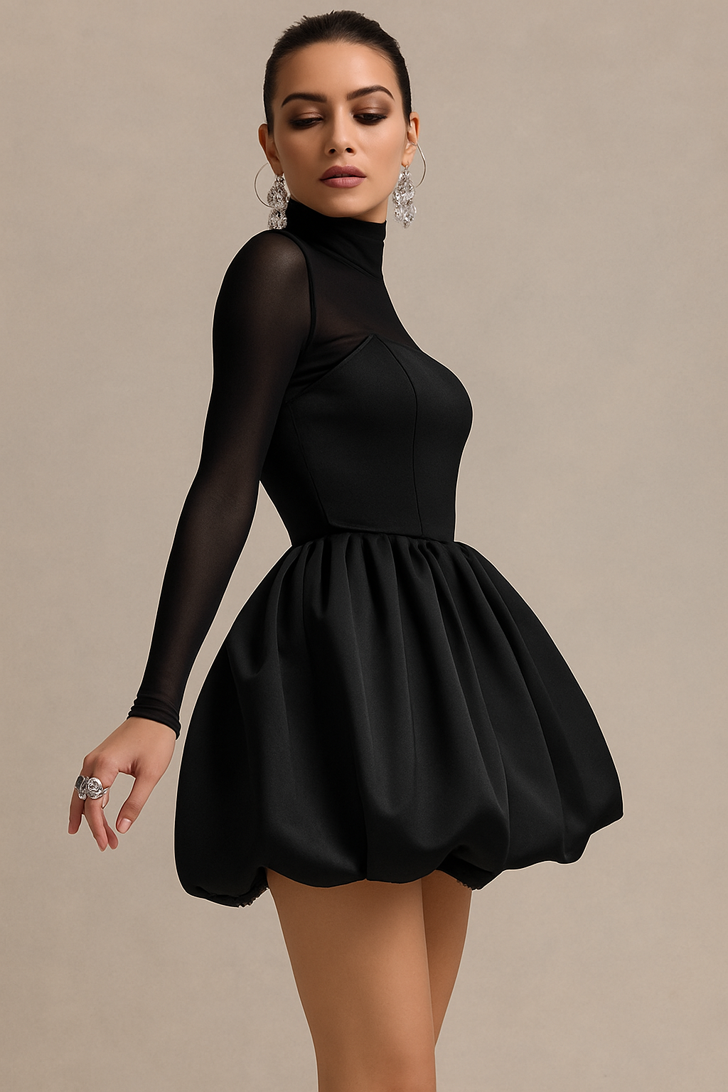 Image of Women's Long Sleeve A-Line Mini Dress