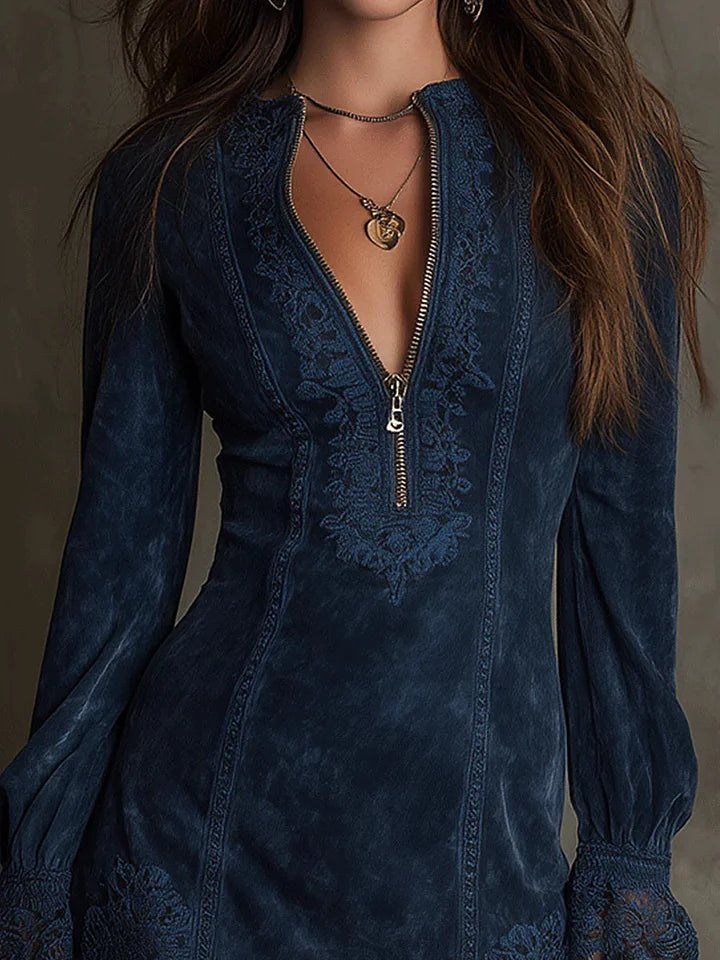 Image of Women's Long Sleeve A-Line Mini Dress