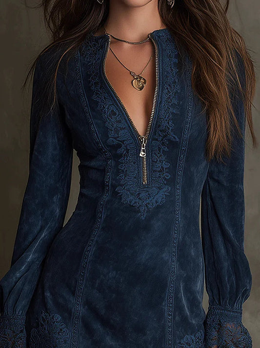 Image of Women's Long Sleeve A-Line Mini Dress
