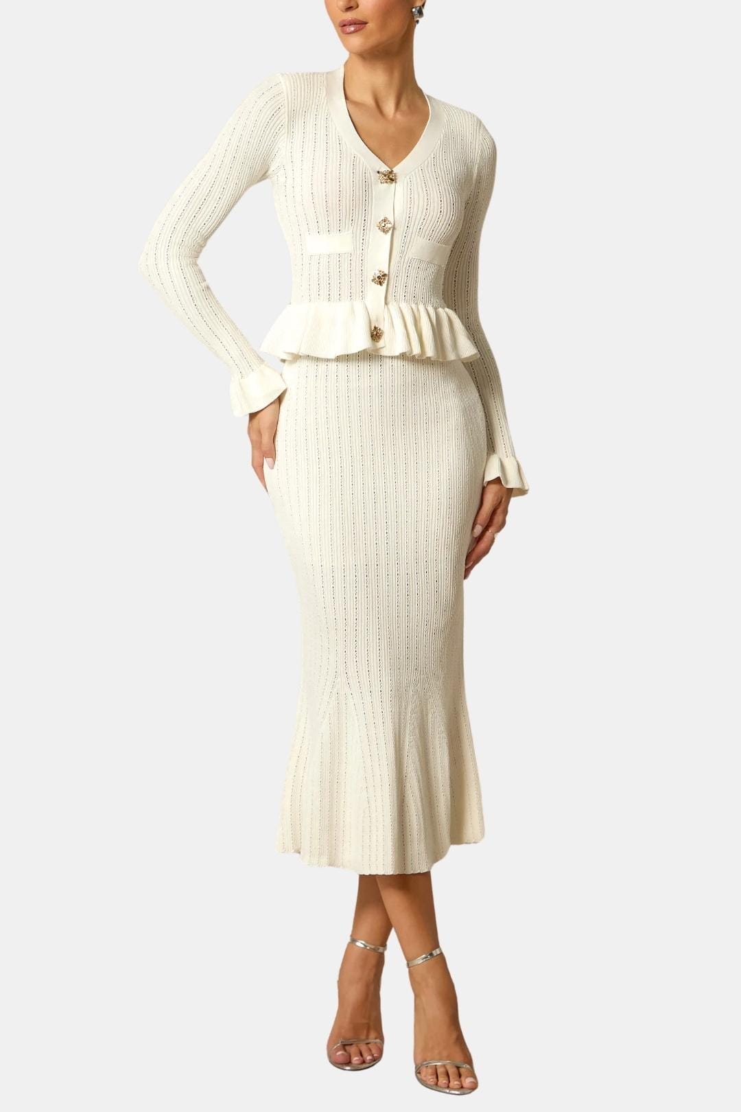 Image of Women's Long Sleeve Fit & Flare Midi Dress
