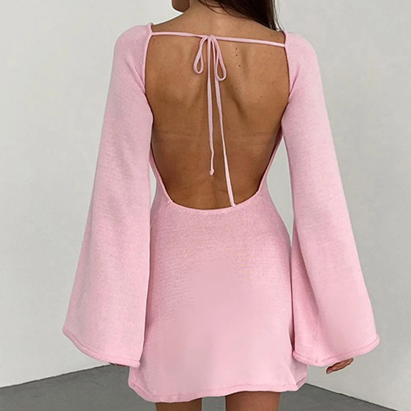 Image of Women's Long Sleeve Fitted Mini Dress