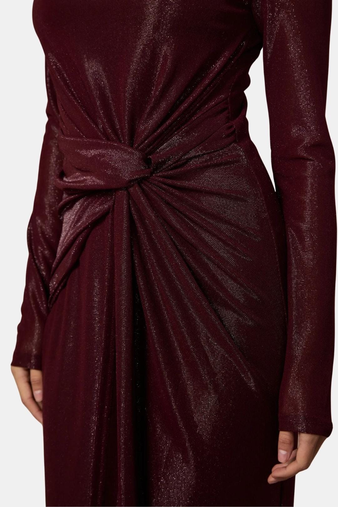 Image of Women's Long Sleeve Knot Front Maxi Dress