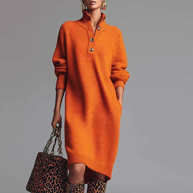 Image of Women's Long Sleeve Midi Sweater Dress