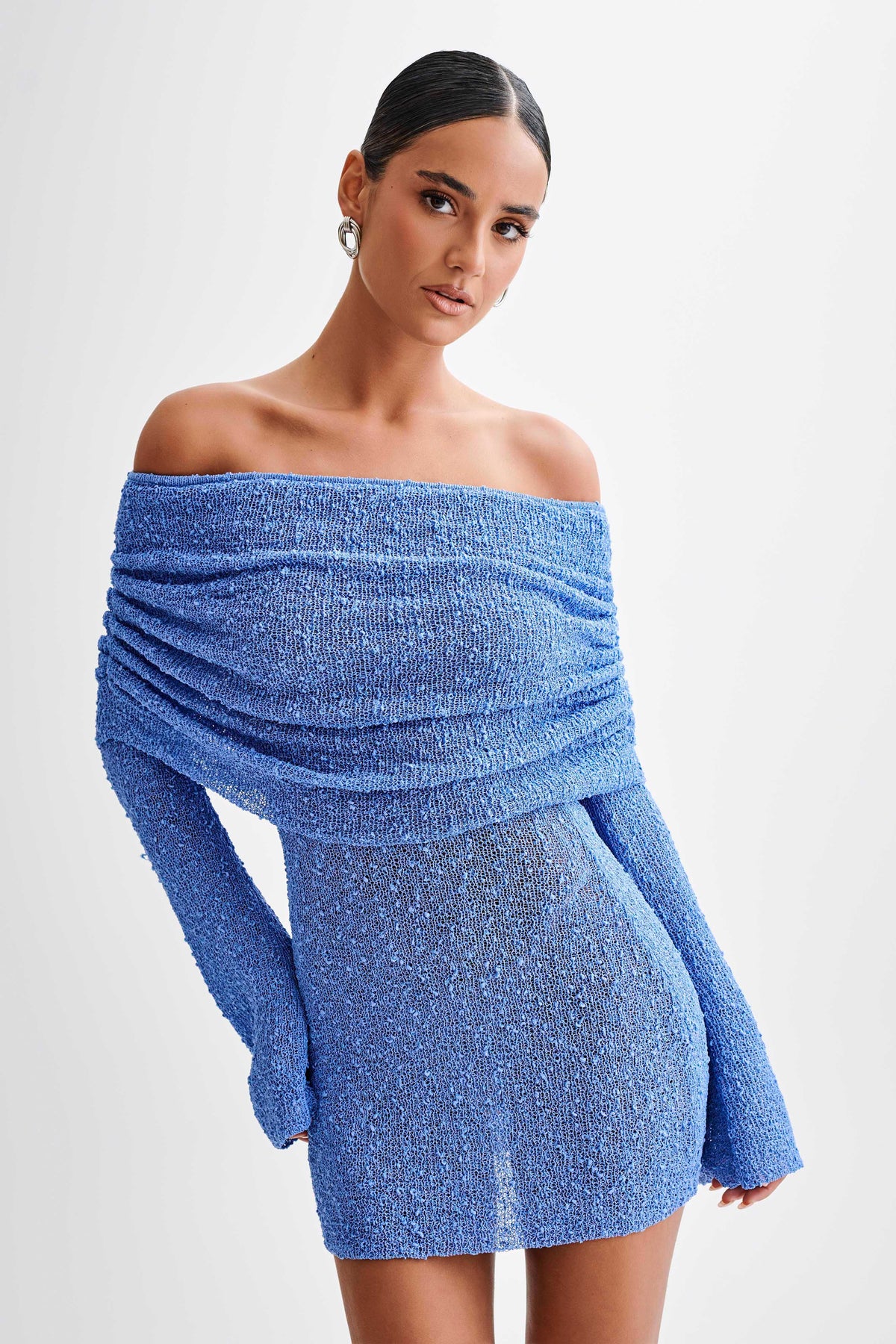 Image of Women's Long Sleeve Off-Shoulder Mini Bodycon Dress