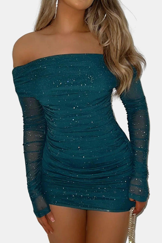 Image of Women's Long Sleeve Off-Shoulder Mini Dress
