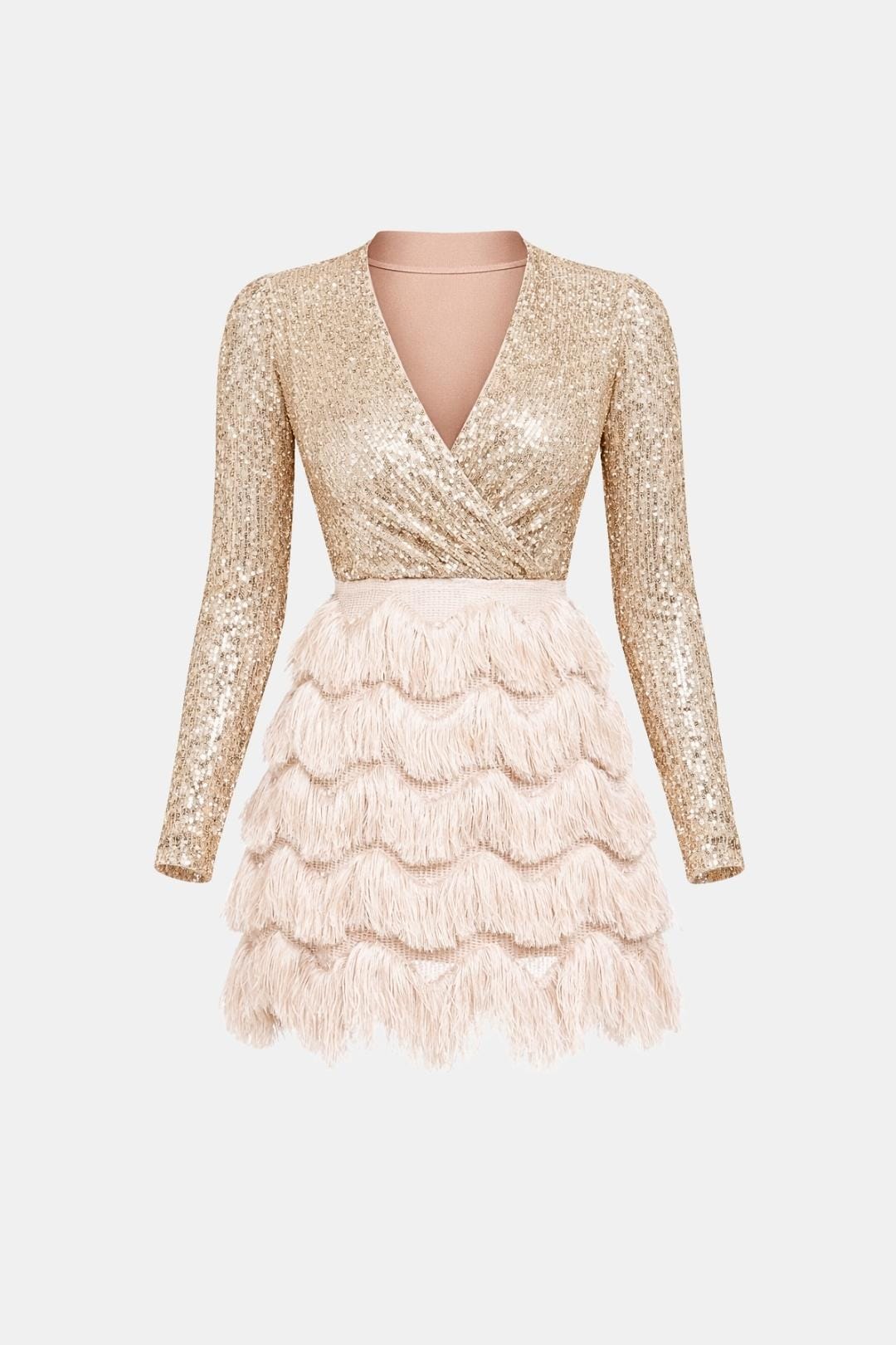 Image of Women's Long Sleeve Sequin Cocktail Mini Dress