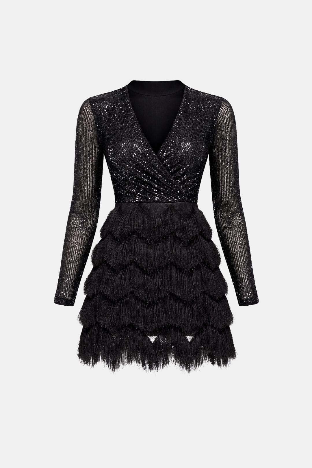 Image of Women's Long Sleeve Sequin Cocktail Mini Dress