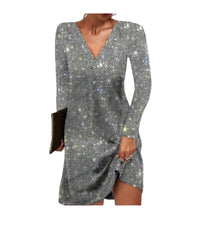 Cute Sequin Long Sleeve Mini Dress