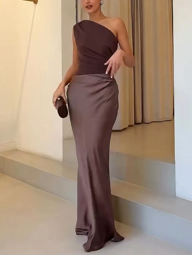 Image of Women's One Shoulder Bodycon Maxi Dress