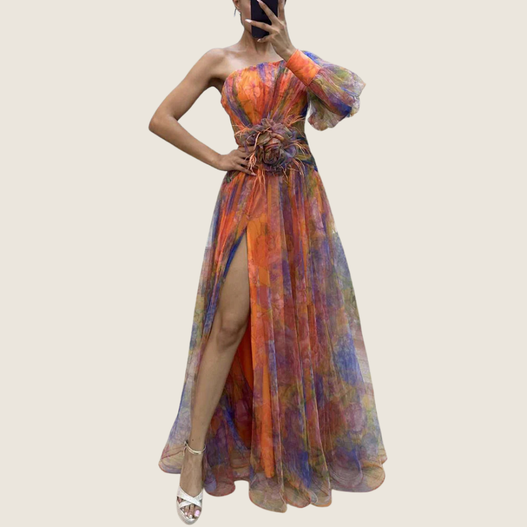 Image of Women's One Shoulder Floral Maxi Dress