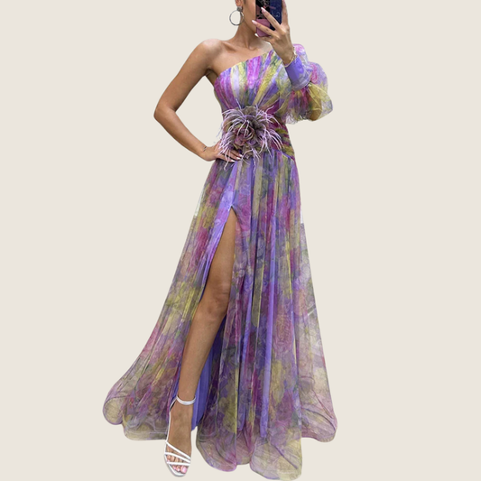 Image of Women's One Shoulder Floral Maxi Dress
