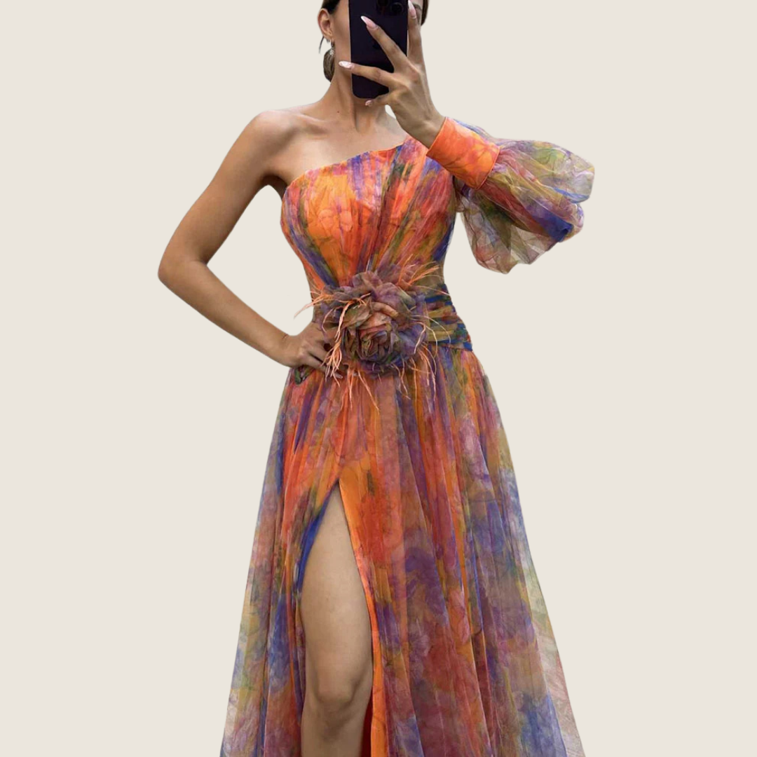 Image of Women's One Shoulder Floral Maxi Dress