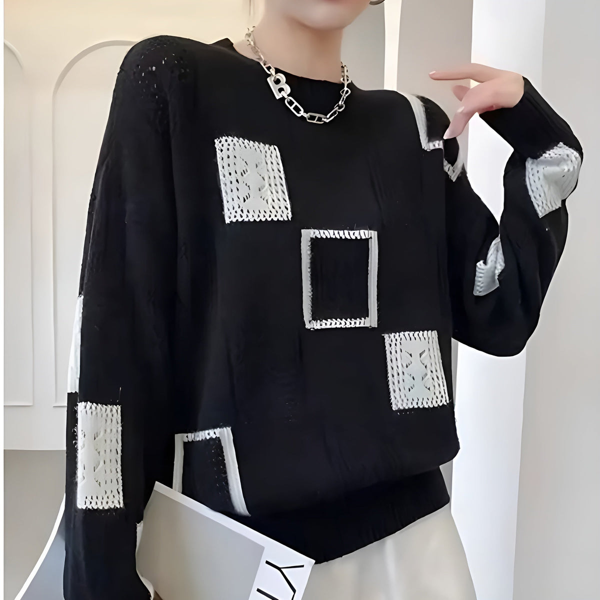 Image of Women's Oversized Patchwork Sweater