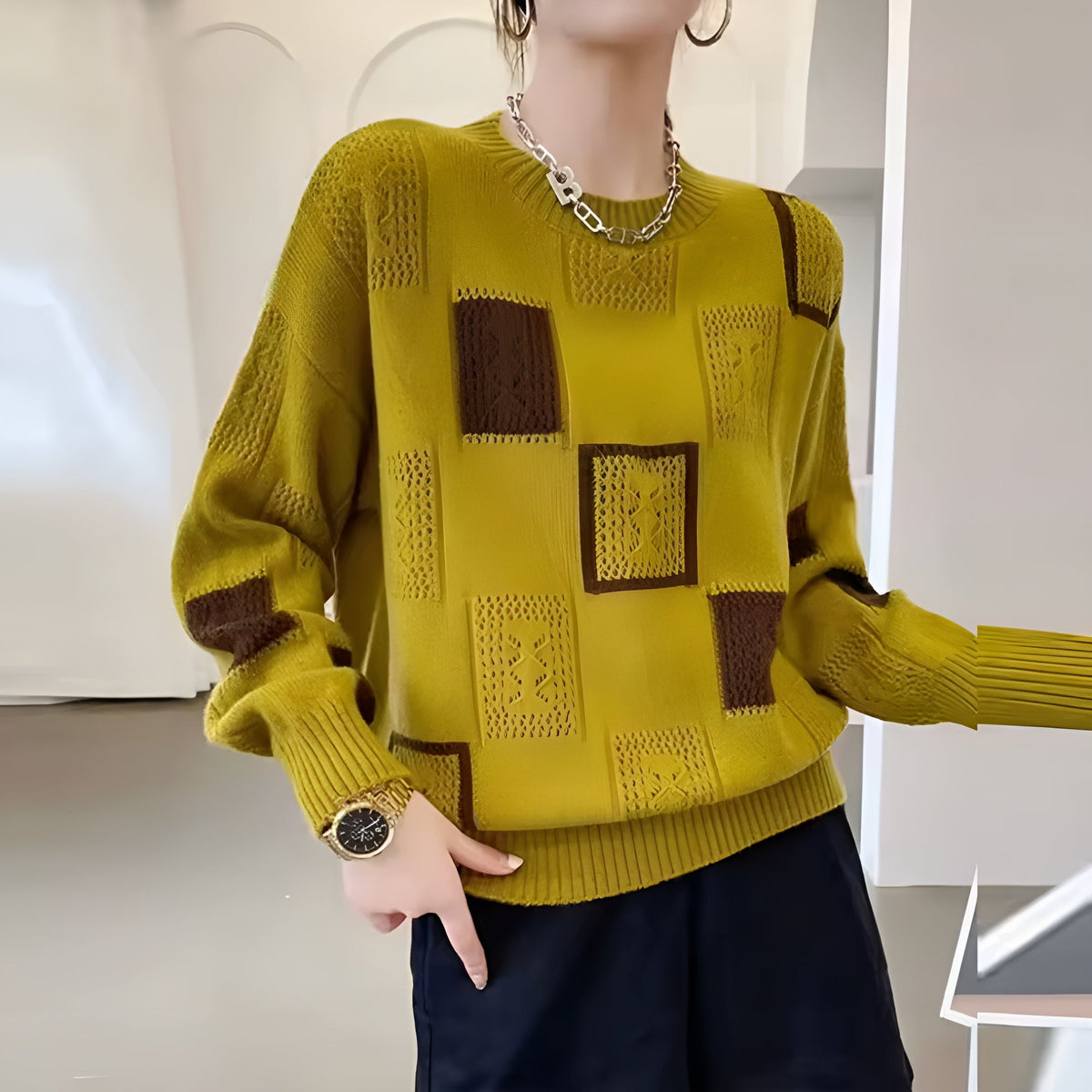 Image of Women's Oversized Patchwork Sweater