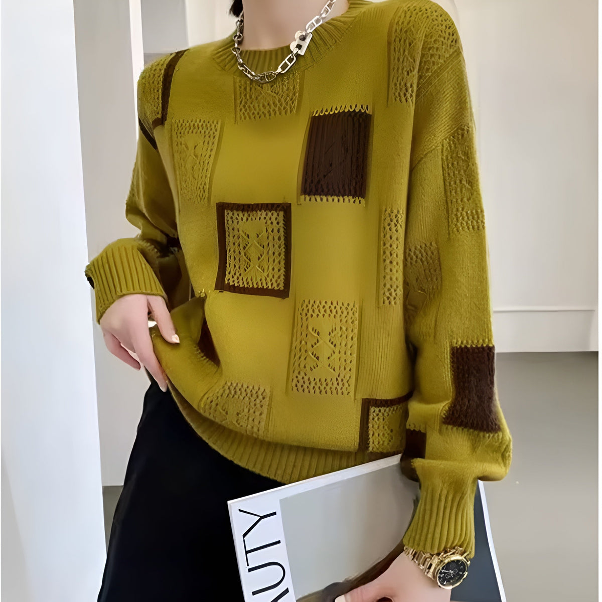 Image of Women's Oversized Patchwork Sweater