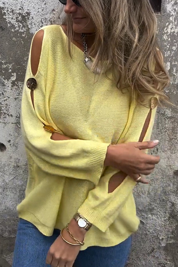 Image of Women's Oversized Shoulder-Cutout Sweater