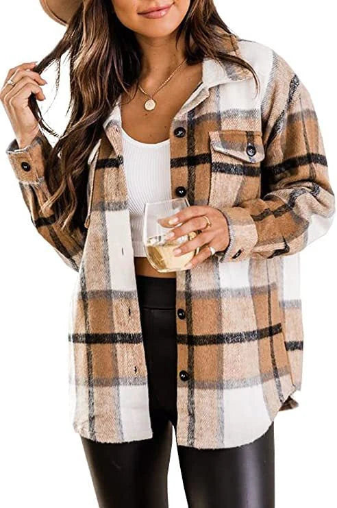 Image of Women's Plaid Shirt Jacket