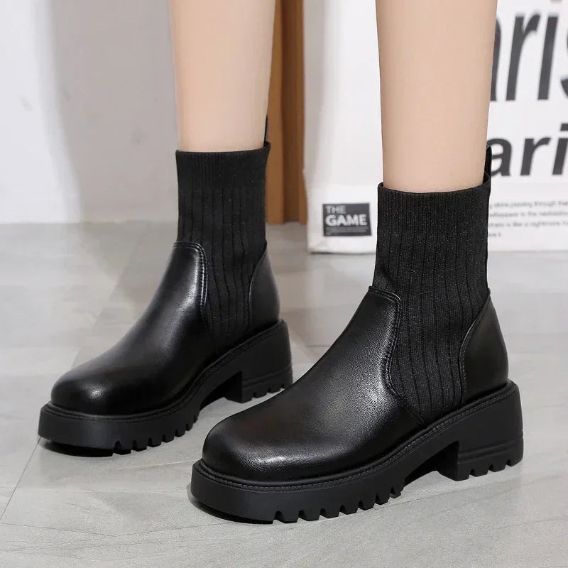 Image of Women's Platform Ankle Sock Boots