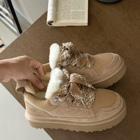 Women's Platform Faux Fur Trim Sneakers