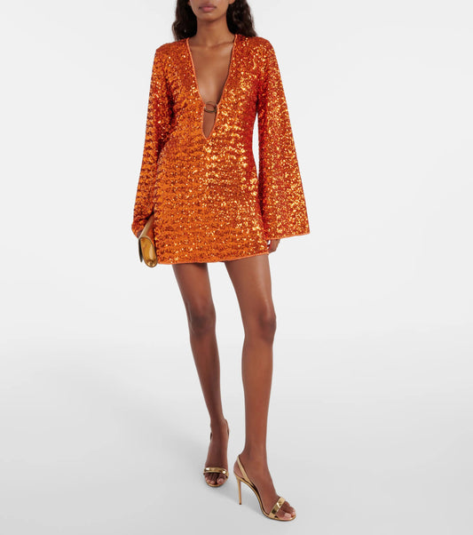 Image of Women's Plunge Sequin Mini Dress