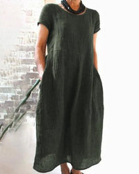 Women's Linen A Line Midi Dress