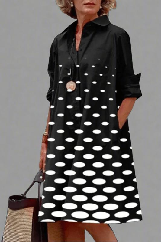 Image of Women's Polka Dot Shirt Midi Dress