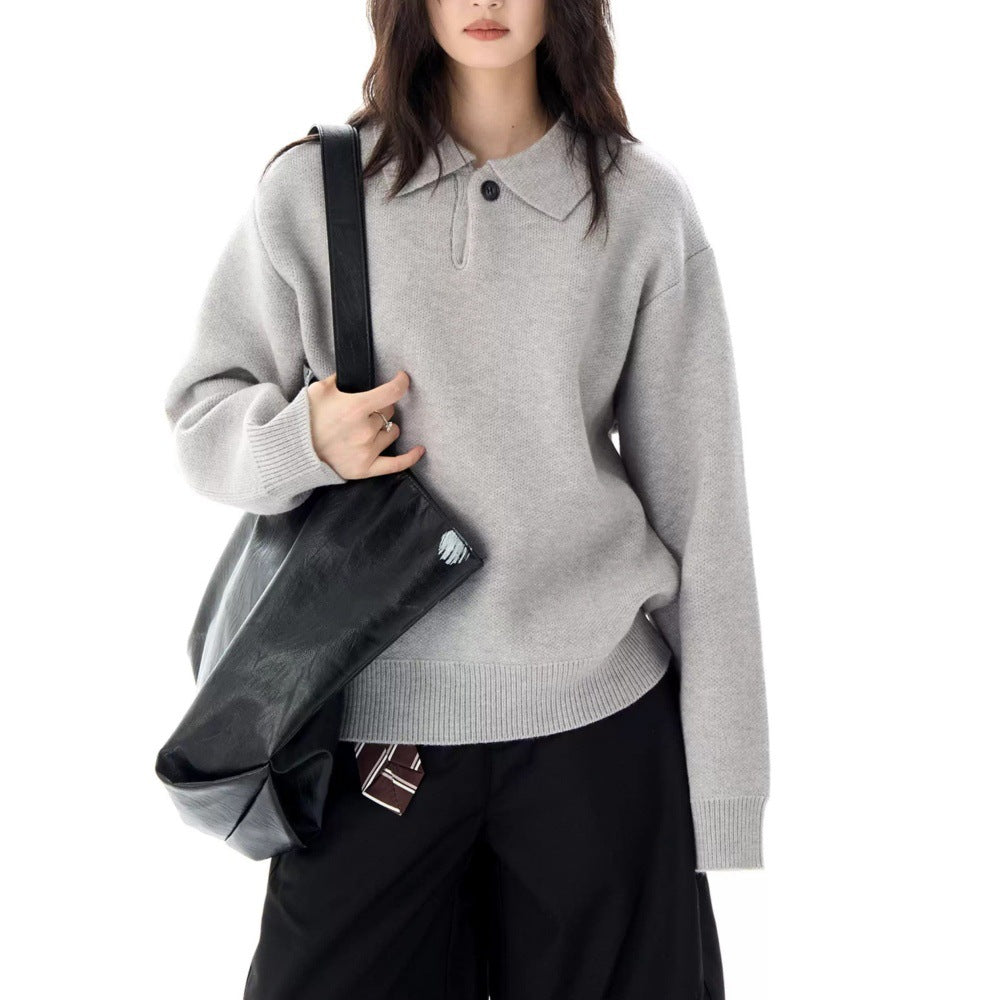 Image of Women's Polo Ribbed Knit Sweater
