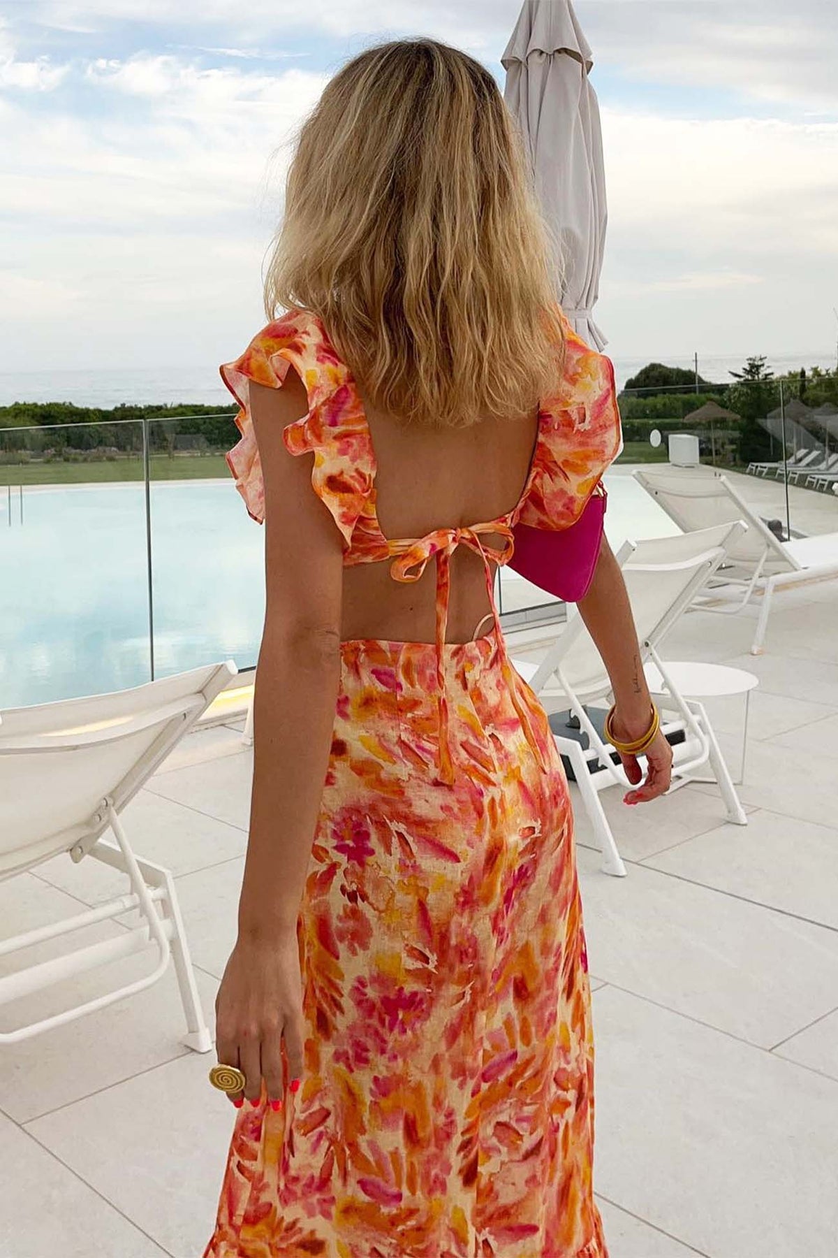 Image of Women's Ruffle Floral Summer Midi Dress