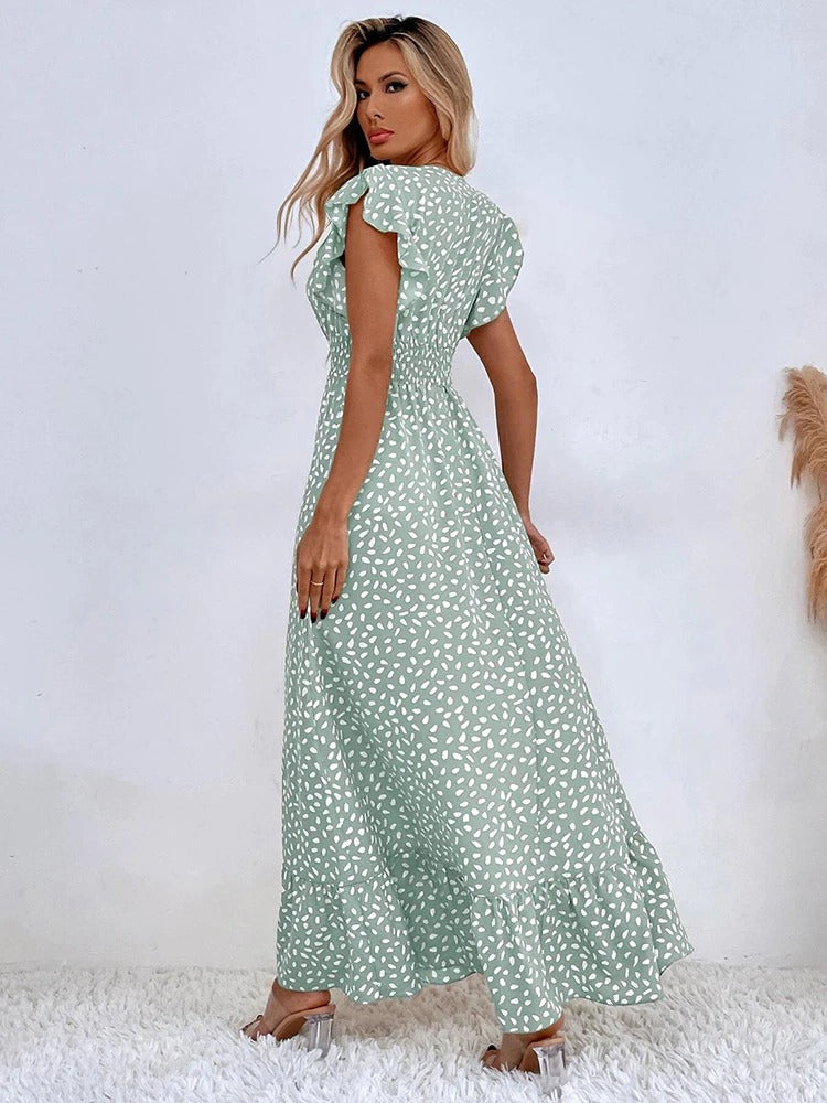 Image of Women's Ruffle Sleeve Wrap Midi Dress