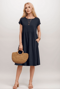 Women's A Line Short Sleeve Midi Dress