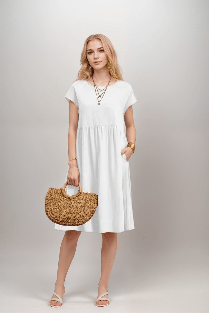 Image of Women's Short Sleeve A-Line Midi Dress