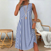 Striped A Line Midi Dress