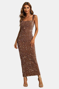 Elegant Sequin Bodycon Maxi Dress