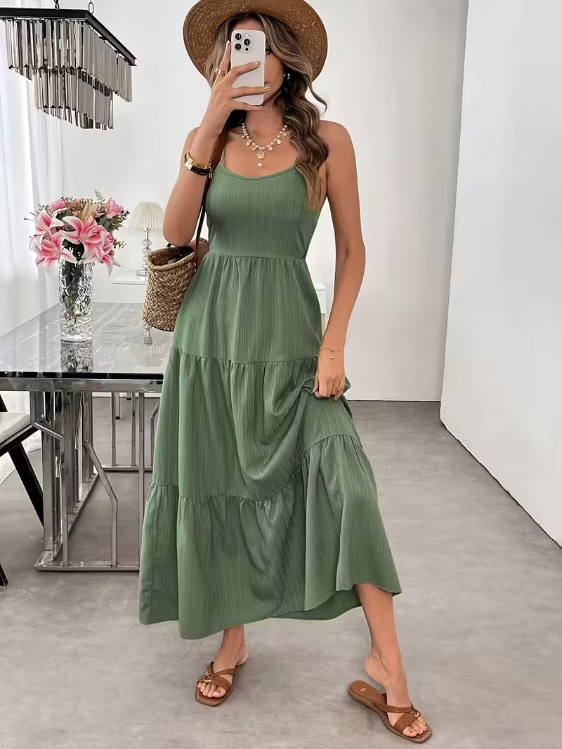 Image of Women's Spaghetti Strap A-Line Maxi Dress